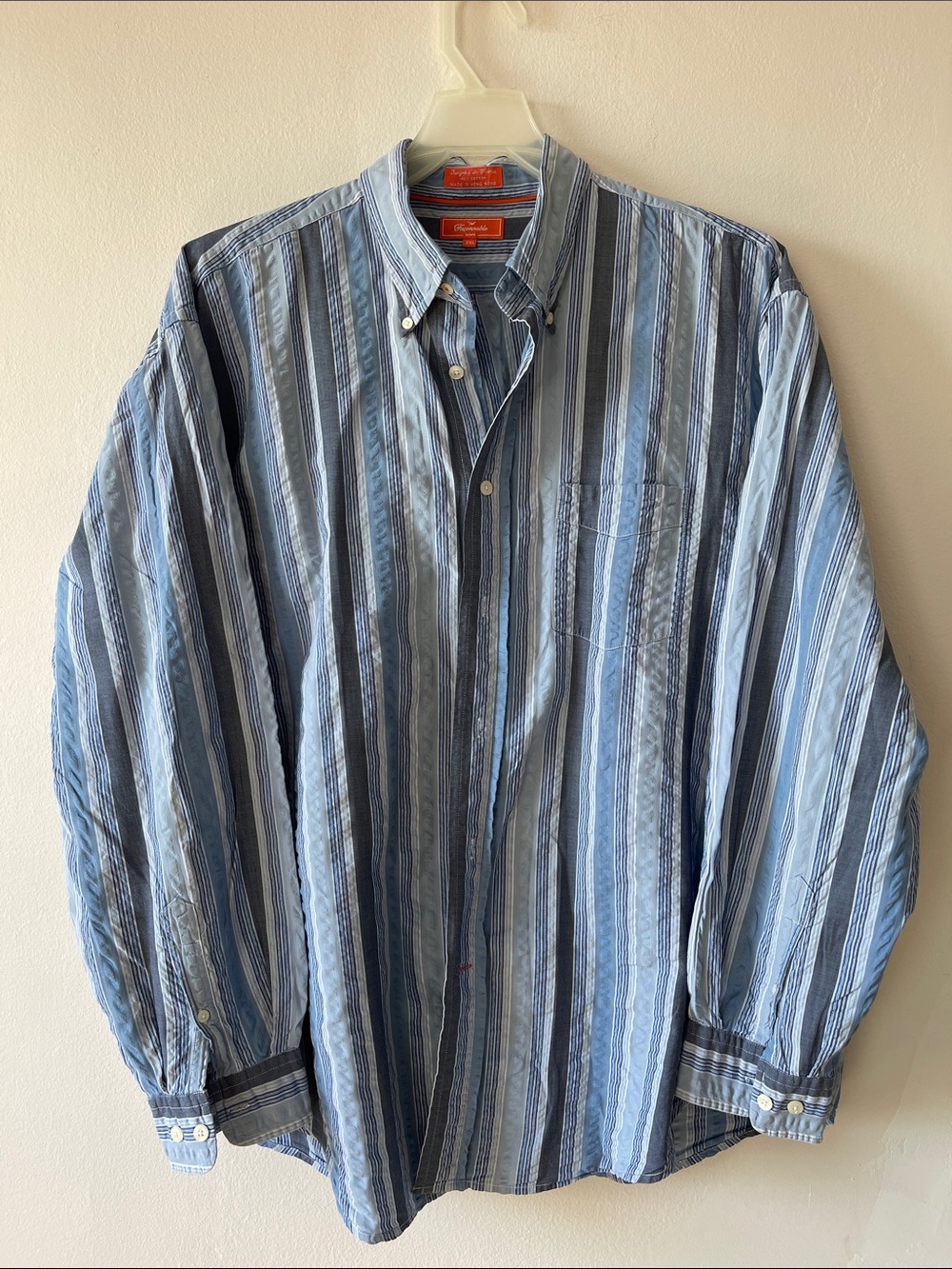 Faconnable Blue Multi-Stripe Button-Down Shirt